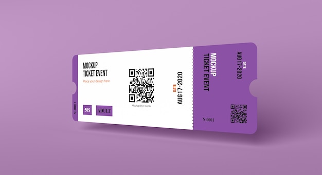 PSD papieren ticketmodel met qr-code