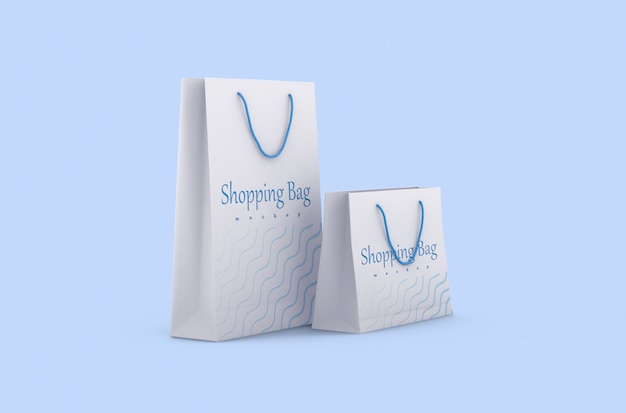 Papieren winkelpakket met touwhandvatten geïsoleerd mock-up voor branding en huisstijl