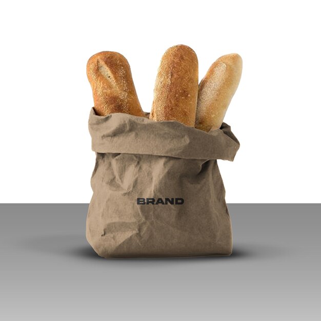 Papieren zak voor brood mockup psd voor uw merk