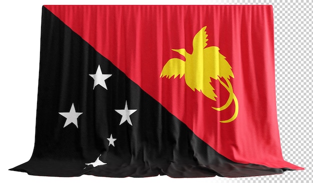 PSD papua new guinea flag curtain in 3d rendering called flag of papua new guinea