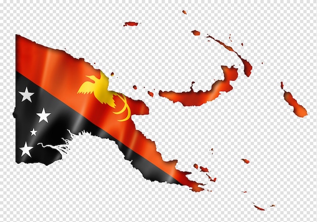 Mappa della bandiera della papua nuova guinea