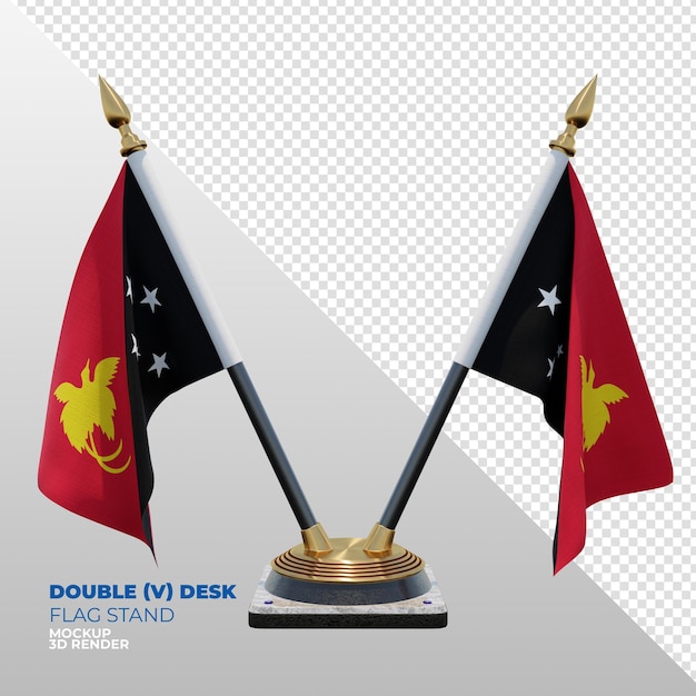 パプアニューギニアのリアルな3dテクスチャダブルデスクフラッグスタンド