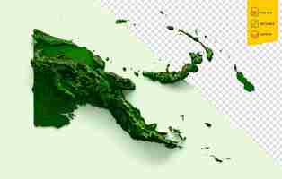 PSD papua new guinea topographic map 3d realistic map color on pastel green background 3d illustration