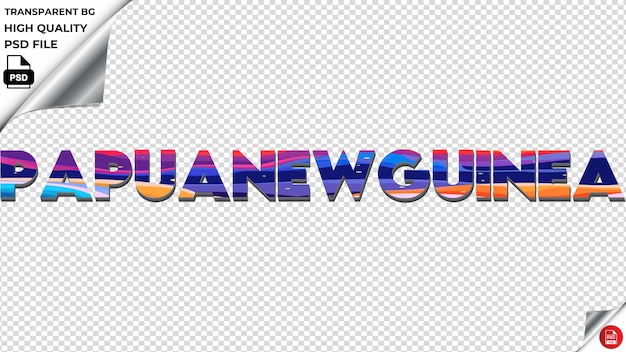 PSD papuanewguinea typography flat colorful text texture psd transparent