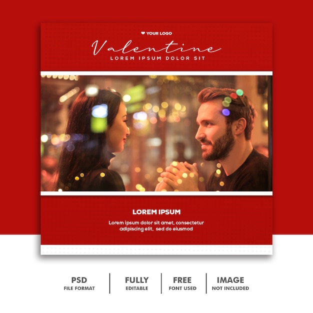 PSD para valentine banner social media post instagram randki love red