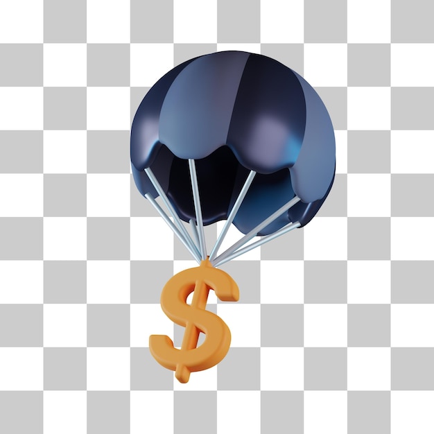 Parachute dollar 3d icon