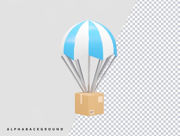 PSD parachute icoon 3d illustratie 3d rendering element