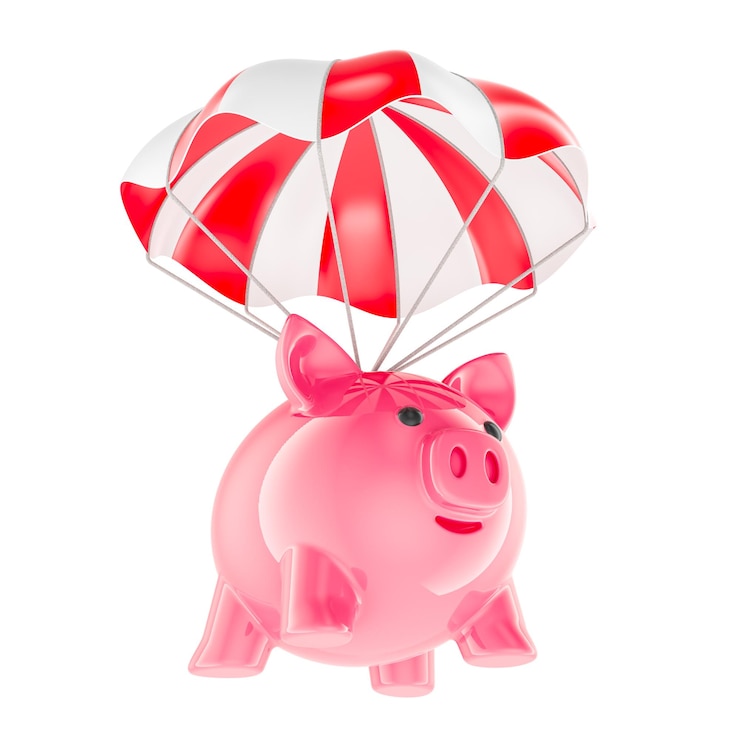 PSD parachute met procentsymbool verkoop- en kortingconcept 3d-weergave geïsoleerd op transparante achtergrond