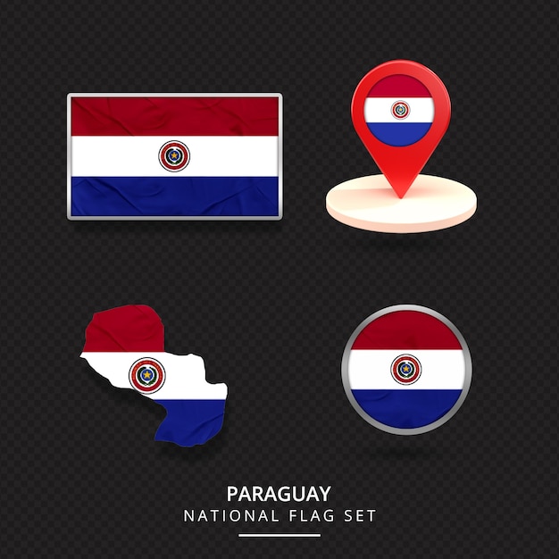 PSD Дизайн элемента местоположения карты национального флага парагвая