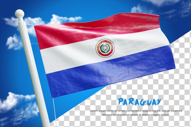 PSD paraguay realistic flag 3d render isolated or 3d paraguay waving flag illustration