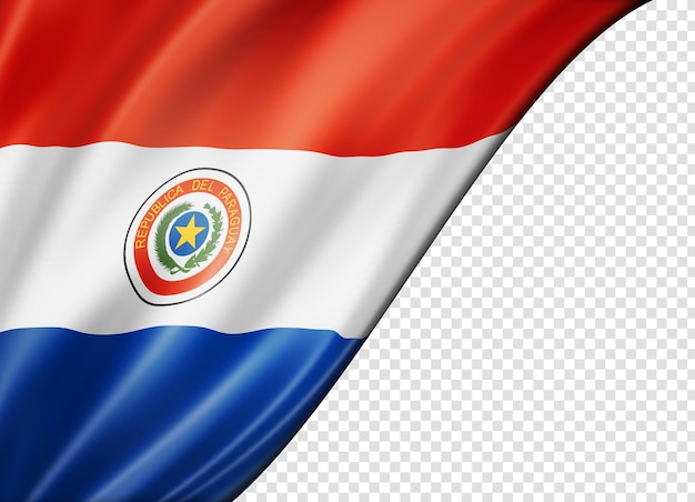 Bandiera paraguaiana isolata su banner bianco