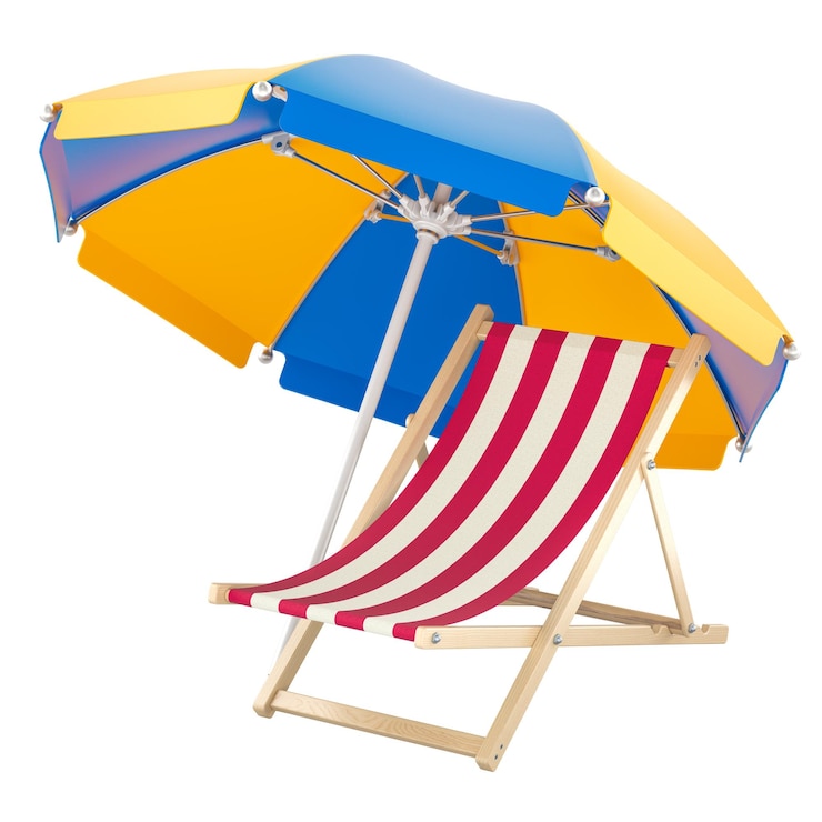 PSD parasol plażowy z renderingiem 3d na przejrzystym tle