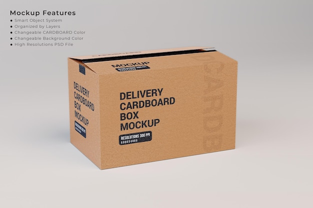 PSD parcel delivery cardboard box packaging mockup