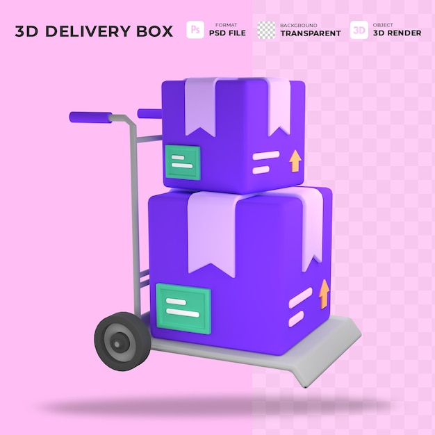 Parcel Dolly Concept in 3D icon sign symbol