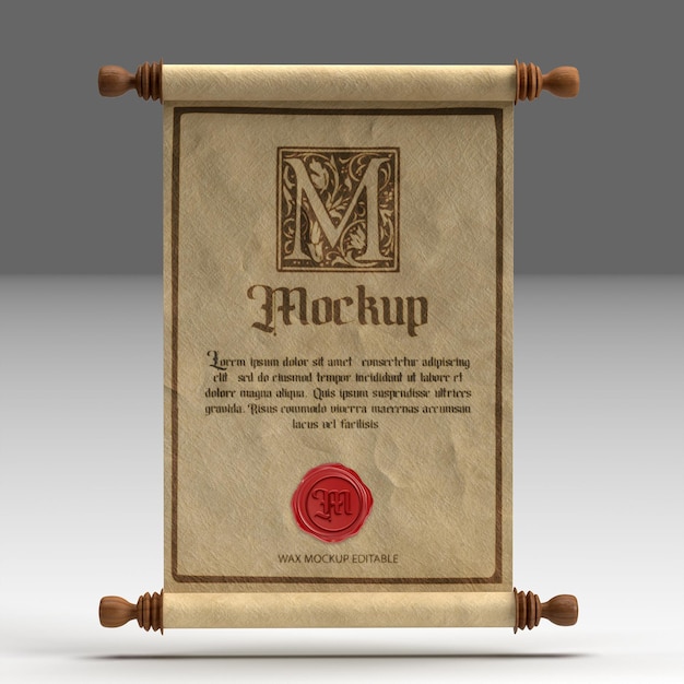 parchment old paper scroll with burnt edges mockup full editable