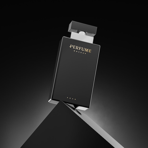 Parfumflesje logo mockup voor merkidentiteit 3d render