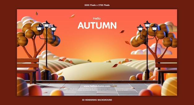 PSD park entrance in autumn.  3d illustration. 3d rendering.