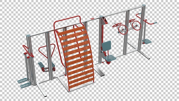 PSD park gym set isolated on transparent background 3d rendering illustration