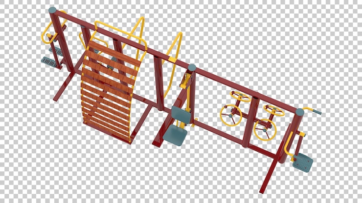 PSD park gym set isolated on transparent background 3d rendering illustration