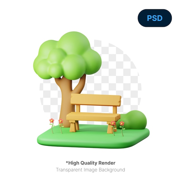 PSD park lente 3d-pictogram premium psd