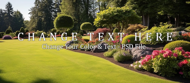 PSD park outdoor manicured lawn and flowerbed