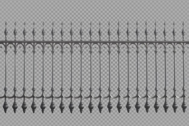 PSD park żelazny płot wycięty na białym tle na przezroczystym tle generatywny ai
