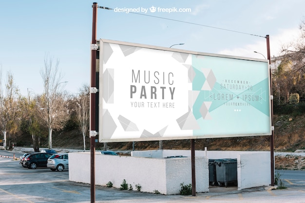 PSD parking lot billboard mockup