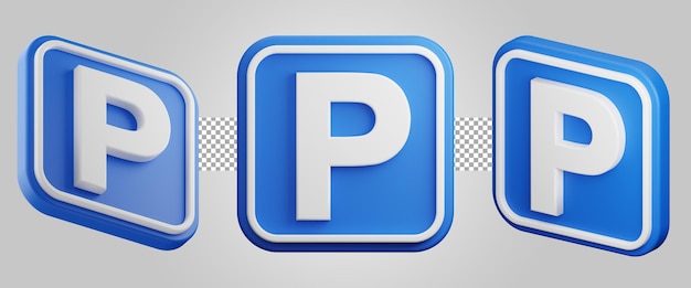 PSD segno di parcheggio isolato su sfondo trasparente. rendering 3d
