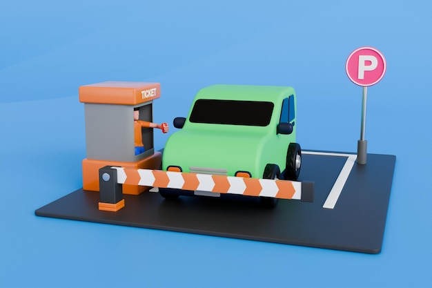 PSD parking ticket 3d illustration