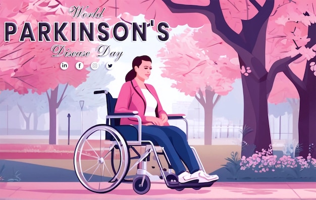 PSD parkinson disease day social media posts with flat drawing vector style illustration