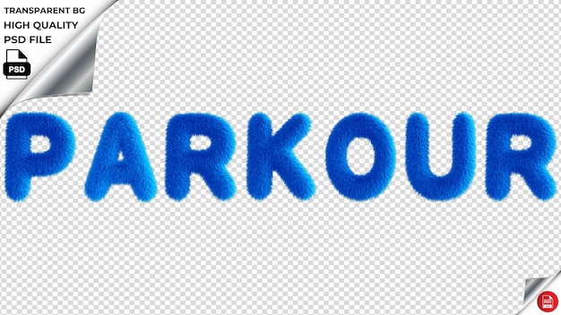 Parkour typography blue fluffy text psd transparent