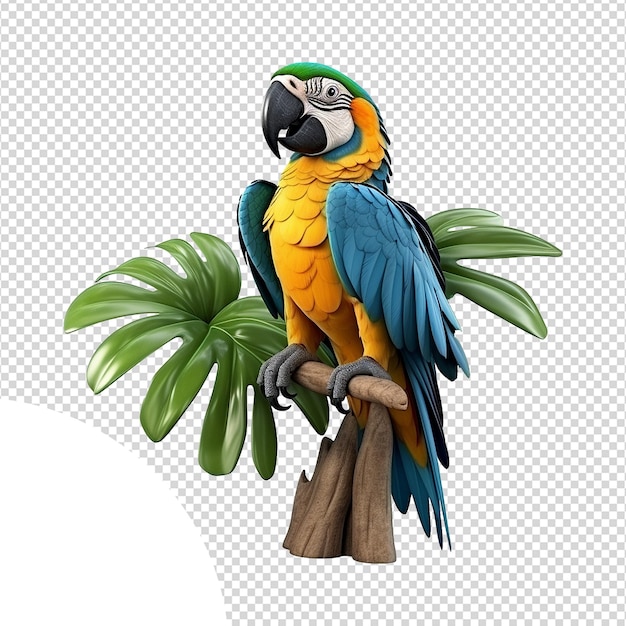 PSD parrot on a branch isolated on transparent background png psd