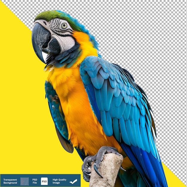 PSD parrot photo in full body on white transparent background png psd