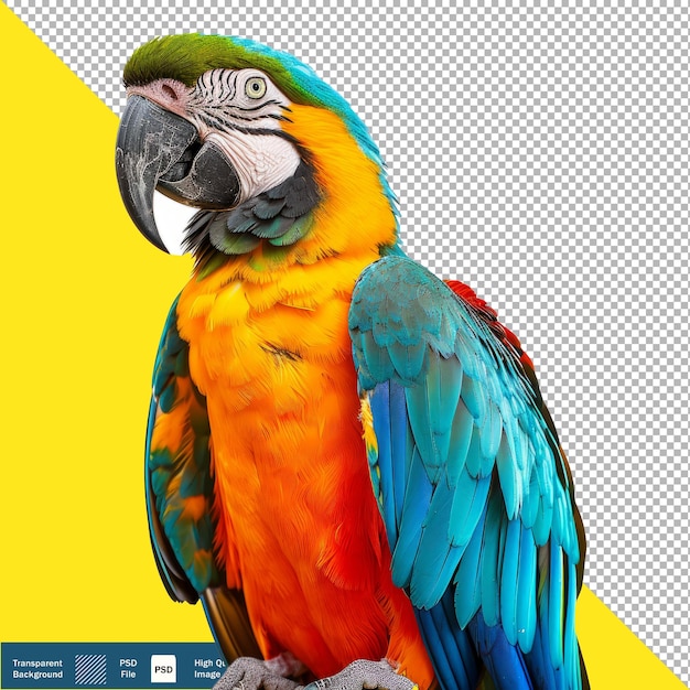 PSD parrot photo in full body on white transparent background png psd