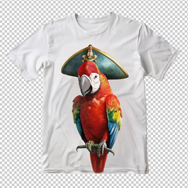 PSD a parrot pirate t shirt design on transparent background