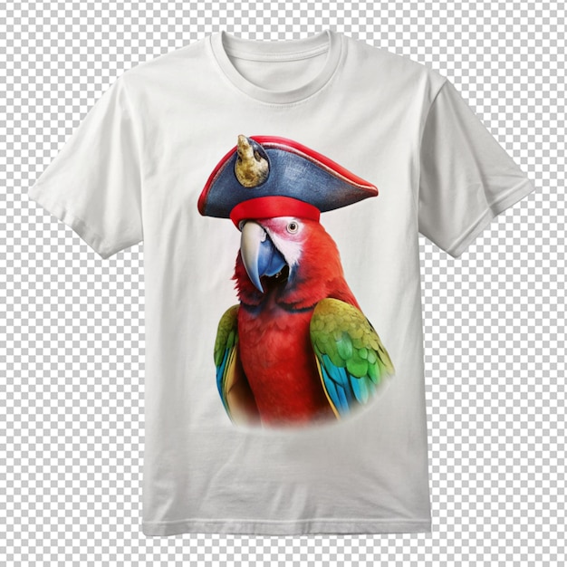 A parrot pirate t shirt design on transparent background