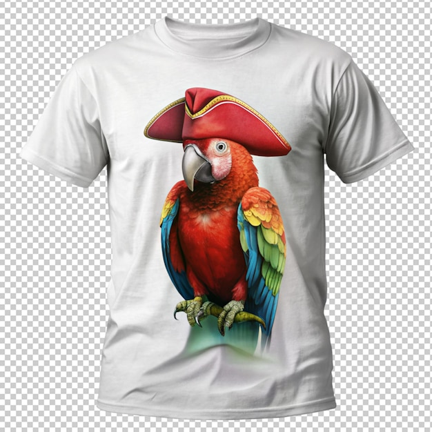 PSD a parrot pirate t shirt design on transparent background