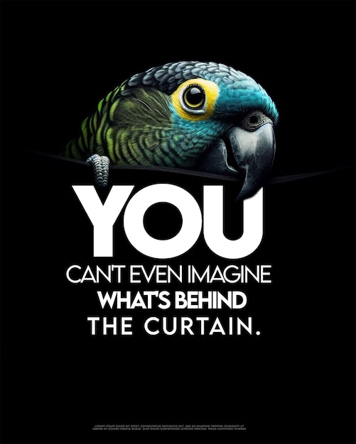 PSD parrot vibes psd poster template with slogan on black background