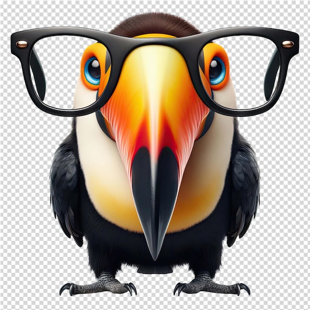 PSD a parrot with glasses on its head and a pair of glasses