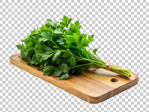 Parsley on wooden on white transparent