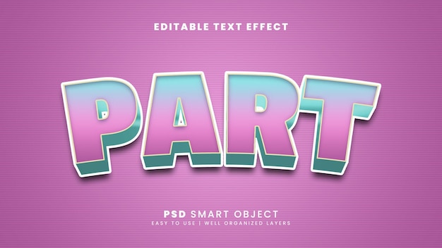 Part cartoon 3d editable text effect