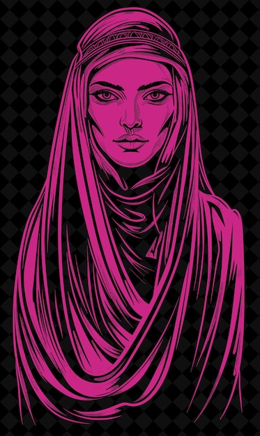 PSD parthian noblewoman portrait wearing a veil and long robe wi vivid color design png collections
