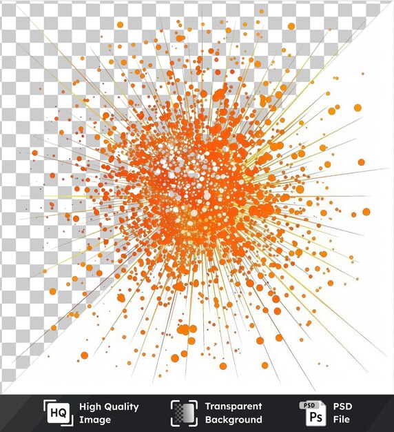 PSD particle explosion vector symbol quantum orange color of the sun