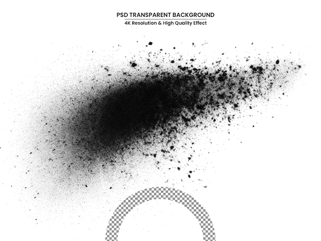 PSD le particelle di carbone sono schizzate su sfondo bianco