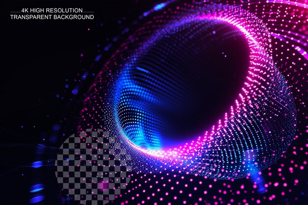 PSD particles glowing dots abstract background neon circles on transparent background