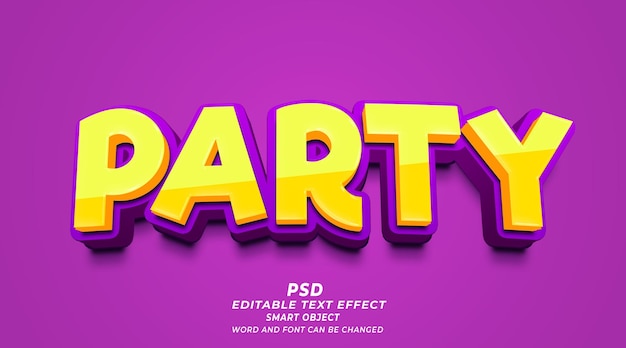 PSD Вечеринка 3d редактируемый текстовый эффект photoshop psd шаблон