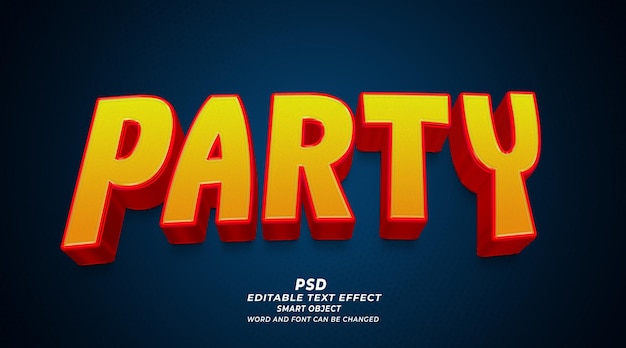 Party 3d editable text effect photoshop style with background