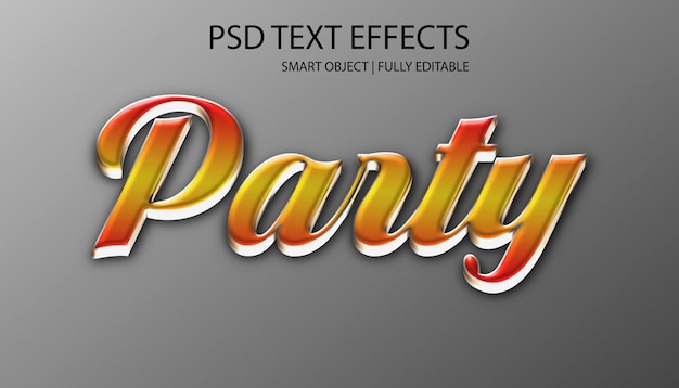 Party 3D editable text effect PSD