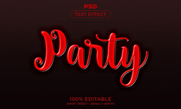 Party 3d editable text effect style with background