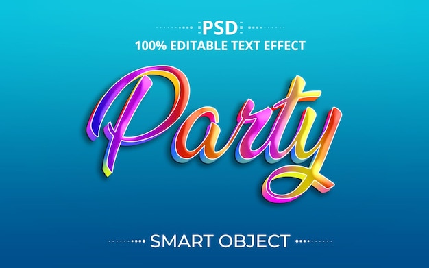 Party 3d psd design creative text effect